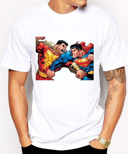 Camisas Para Hombre Blancas Dc Comics Shazam Vs Batman