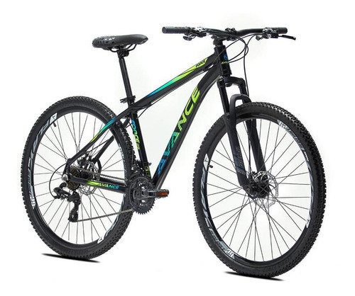 Bicicleta Aro 29 Alumínio Avance Force 24 Vel Freio A Disco Tamanho 21 Cor Preto Azul E Verde