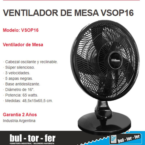 Imagen 3 de 6 de Ventilador De Mesa Liliana Oscilante Reclinable 16 PuLG
