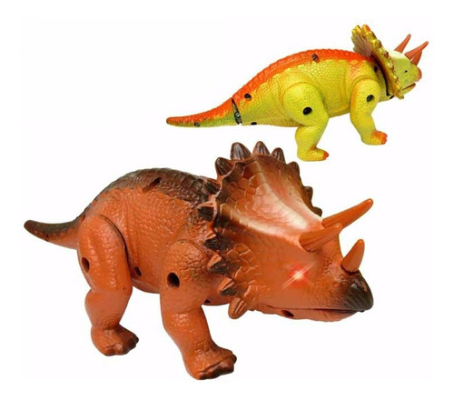 Brinquedo Dinossauro A Pilha Triceratops Anda, Acende Luzes