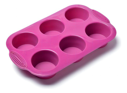 Molde Silicona Para Ponqué Muffin 6 Unid 30x18x3.8cm Press Color Violeta