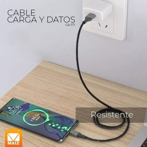 3pz Cable Micro Usb V8 Reforzado Tela Puntas Metálicas 3m