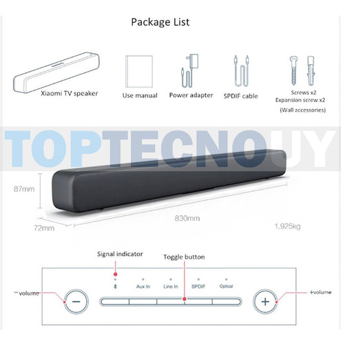 Imagen 4 de 5 de Barra De Sonido Mi Sound Bar Xiaomi Bluetooth Jack Fibra Tv