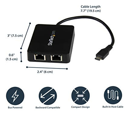 Startech.com Adaptador Usb-c A Gigabit Ethernet Dual Con Usb