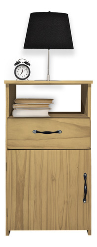Mesa De Luz Alta Estilo Sommier Con Puerta Y Cajon Clasica Dormitorio Madera Maciza Color Roble