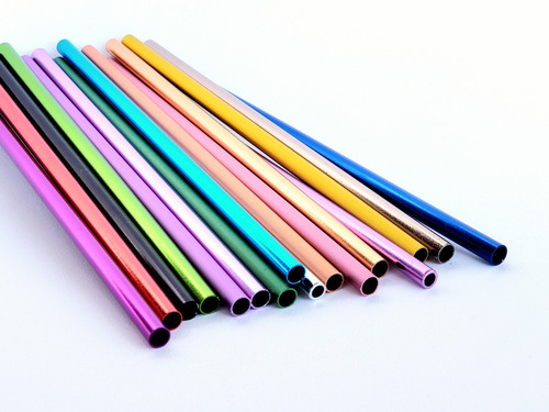 Sorbetes Pajitas Reutilizables Aluminio En Colores X 50 Uds Color Dorado