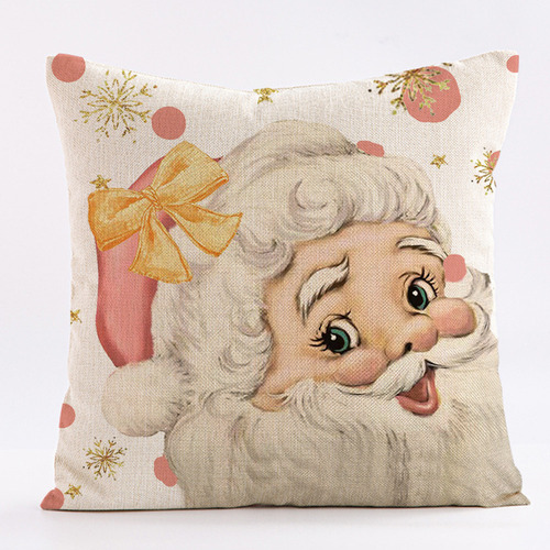- Funda De Almohada De Lino Christmas Elk Snowman De 45 Cm
