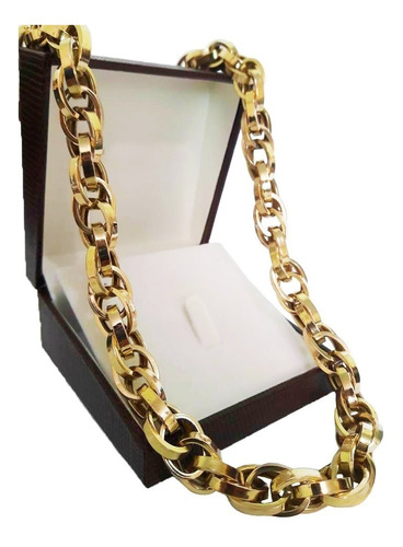 Cordão Baguete Duplo 90 Gramas 12mm Ouro 18k