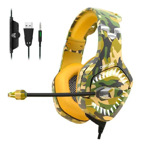 Audifonos Gamer Onikuma K1 Pro Cammouflage Yellow