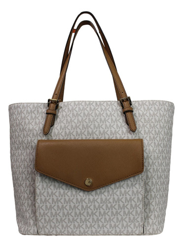 Bolsa Para Mujer Marca Michael Kors 38f9gttt3b Color Blanco Color de la correa de hombro Marrón claro Diseño de la tela Monograma