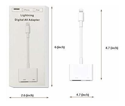 Gaojay Adaptador Hdmi 1080p Para iPhone iPad Puerto Av