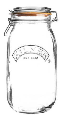 Imagen 1 de 3 de Frasco De Vidrio Redondo Con Cierre Clip 1.5 Lts Kilner