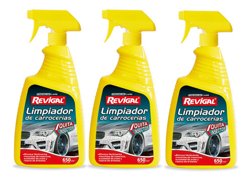 Pack X3 Limpiador Carroceria Quita Insectos Revigal X 650cm3