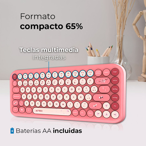 Kit Teclado Y Mouse Acteck Creator Mk480 Inalambrico Rojo