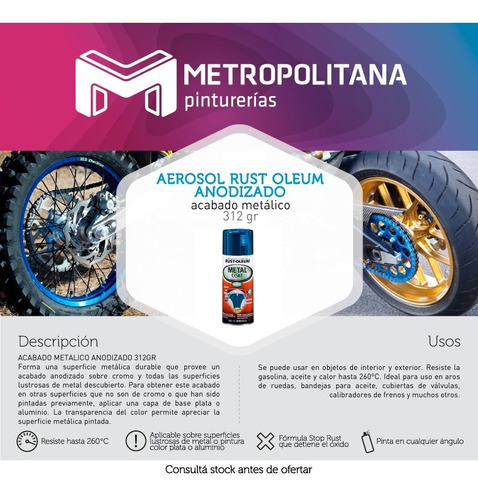 Aerosol Rust Oleum Metal Coat Efecto Anodizado | 312gr