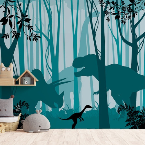 Imagen 1 de 1 de Vinilo Mural Autoadhesivo Infantil Selva Y Dinosaurios