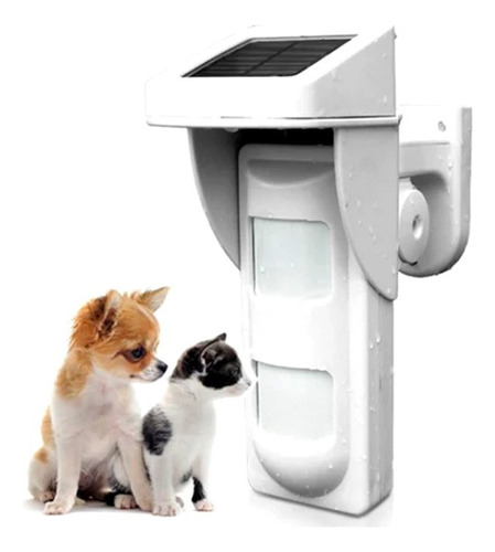 Sensor Movimiento Dual Inalámbrico Panel Solar Anti Mascota