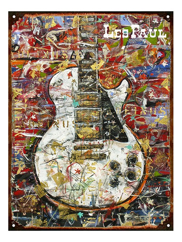 Cartel De Chapa Guitarra Les Paul