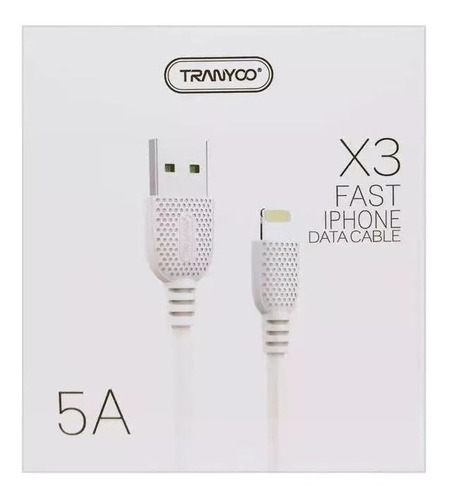 Cable Usb Compatible Carga Rápida Para iPhone 5a 1 Metro Color Blanco