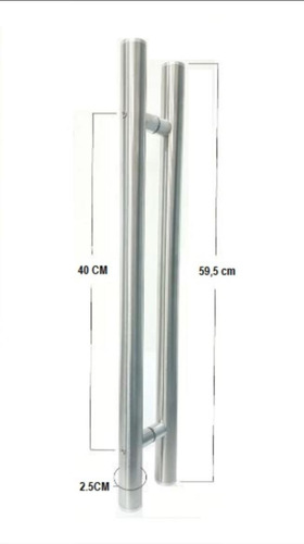 Imagen 4 de 8 de Manija Puerta Vidrio De Enfrentar Acero Inoxidable 59,5cm