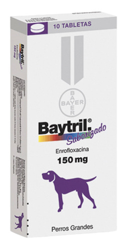 Antibacteriano Para Perro Grande Bayer Baytril 150mg 10 Tabs