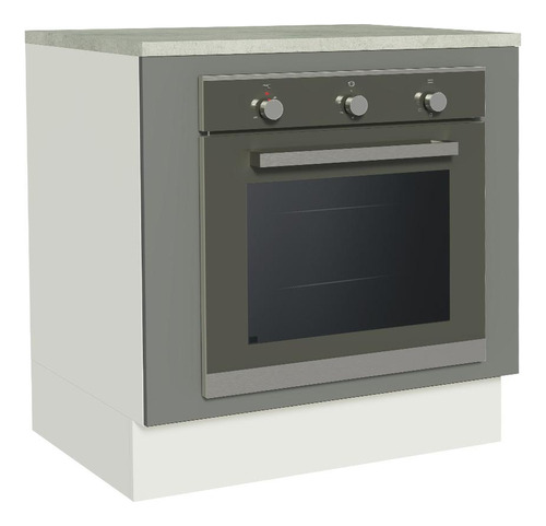 Balcão Forno De Embutir 80 X 60 Cm Com Tampo Agata Madesa Bc Cor Branco/Cinza