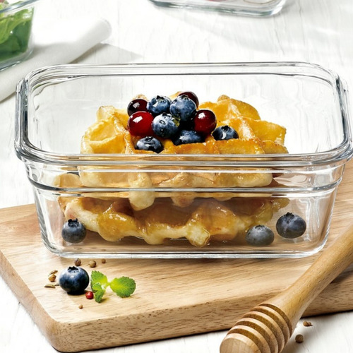 Imagen 2 de 5 de Taper Tupper Hermético Vidrio Rectangular Comida 400ml