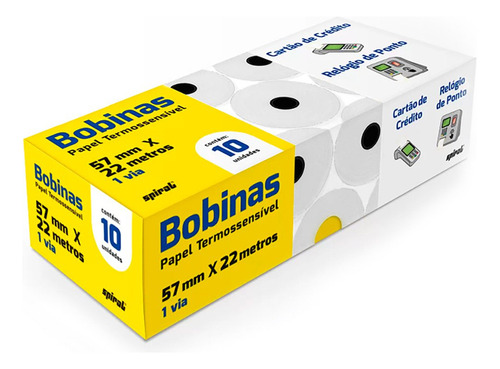 Bobina Térmica Para Máquina Cartão Relógio De Ponto 57mmx22m