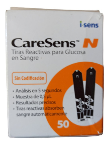 Tiras Para Glucometria Caresens Color Naranja Claro