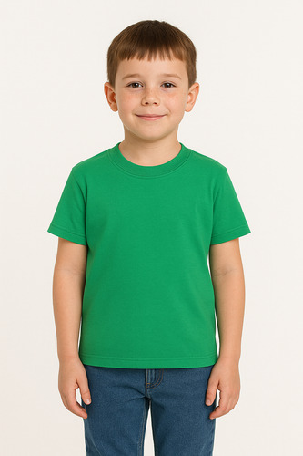 Playera Unisex %100 De Algodón Para Niños - Trouble Maker Verde Musgo 6 Lisa