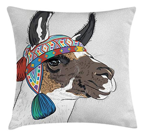 Ambesonne Llama Throw Pillow Cushion Cover, Alpaca Un Sombre