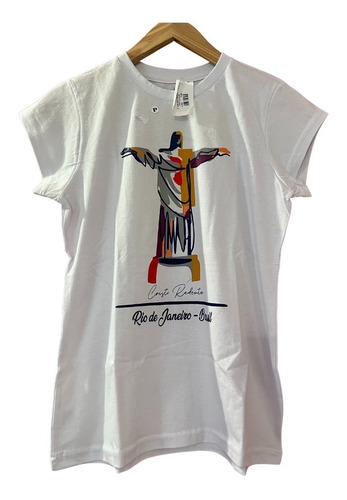 Remera Blanca Cristo Redentor Brasil Rio De Janeiro Talle S