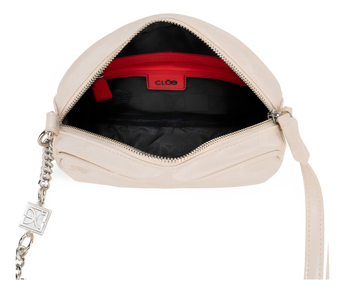 Bolsa Crossbody Cloe Para Mujer Chica Material Charol Color Beige