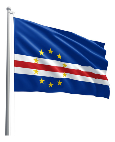 Bandeira De Cabo Verde Em Tecido Oxford 100% Poliéster