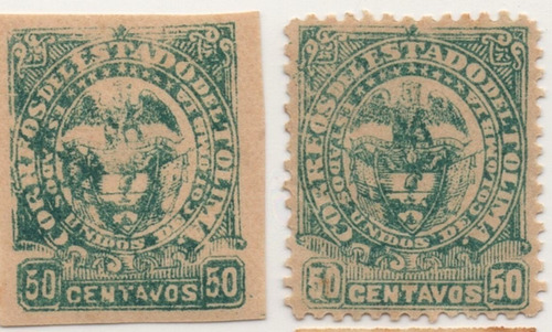 Tolima Estado Soberano Pareja De 50 Centavos De 1886