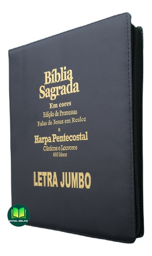 Bíblia Jumbo Letra Extra Gigante Harpa Ziper Feminina /masc.