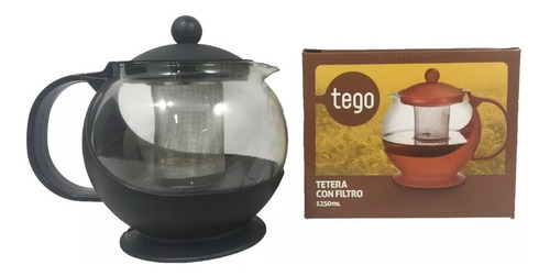 Tetera Tego De Vidrio Con Filtro 1250 Ml Color Negro