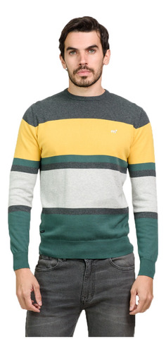 Sweater Pullover Rayado Algodón Moda Hombre Mistral 40051-5