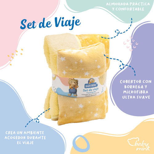 Set De Viaje Baby Mink 2 Pz Frazada Y Almohada De Borrega