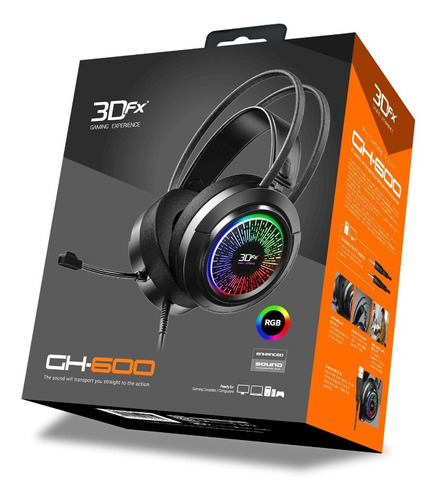 Imagen 2 de 2 de Audifonos Gamer 3dfx Gh-600 Usb 3.5mm Pc Consolas Celulares
