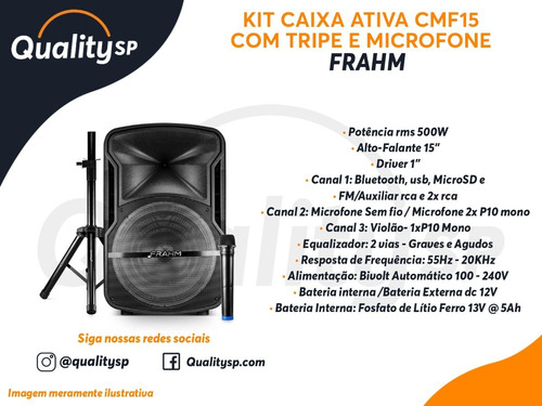 Imagem 7 de 7 de Caixa De Som Amplificada C\ Led Frahm Cmf15 Mic + Tripé