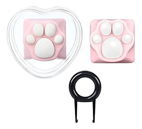 Teclas De Teclado De Metal Y Goma Rosa Keycaps Cute Cat Paw