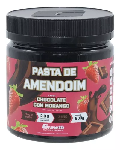 Pasta De Amendoim Sabor Chocolate Com Morango 500g Growth