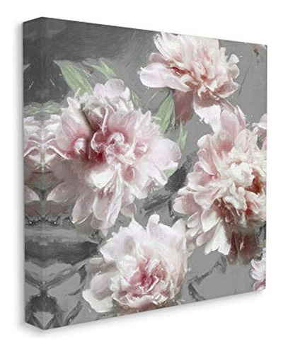 Stupell Industries Pintura De Flores Rosas Sobre Gris Neutro