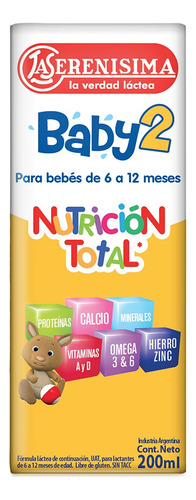 Leche de fórmula líquida Mastellone Hnos La Serenísima Baby 2 en brick de 1 de 200mL - 6  a 12 meses