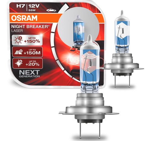 Par Lâmpada Hálogena Osram H7 3900k 55w Night Breaker Laser