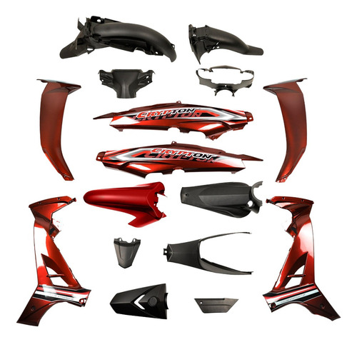 Kit De Plasticos Completo Para Yamaha Crypton T110 Rojo Mtc