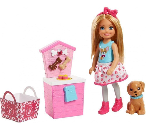 Muñeca Barbie Chelsea Junior Y Mascota Set De Juego Stand