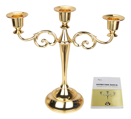 Weisipu Candelabro De Metal Para Vela De 3 Brazos (dorado)