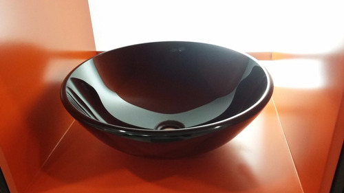 Bacha Baño Apoyo 30 Cm Vidrio Color Negro